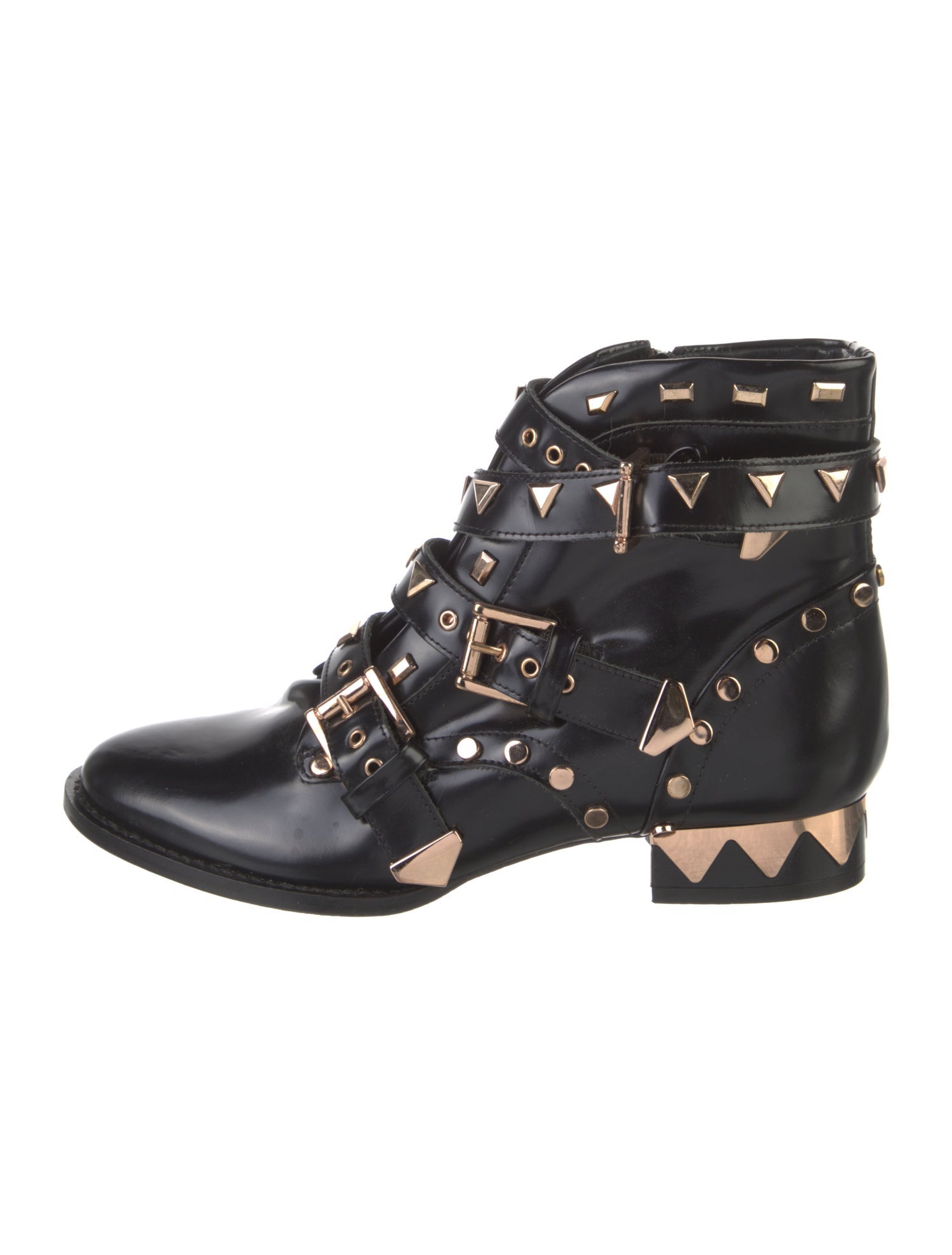 Sophia Webster Leather Colorblock Pattern Combat Boots